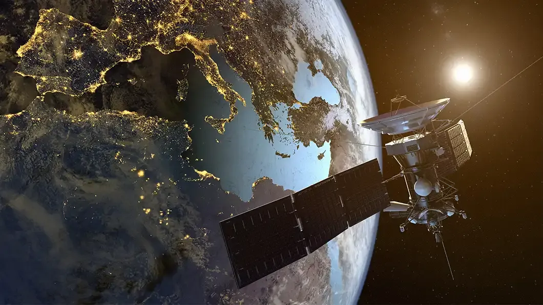 Diagram of unencrypted legacy GNSS satellite signals vulnerable to spoofing and jamming.