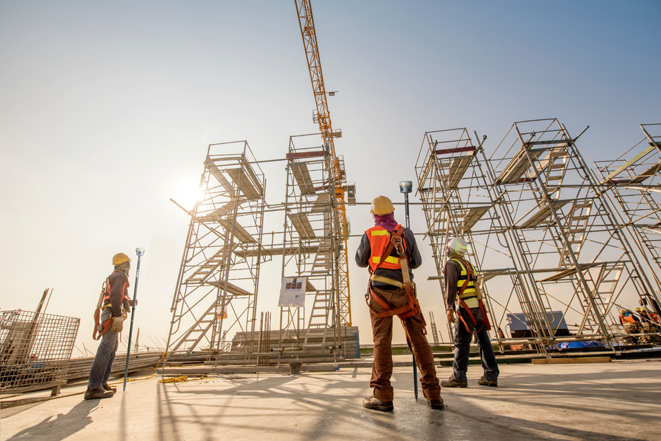 Laying out points at the top level of vertical construction